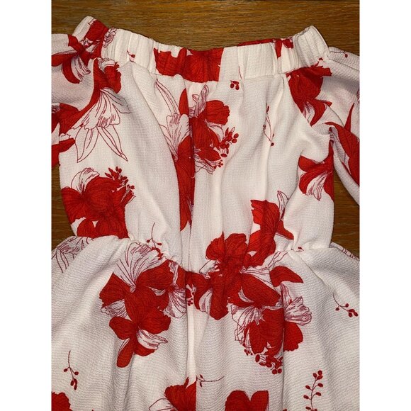 Baby Floral Off-Shoulder Romper With Bell Sleeves - Picture 2 of 7